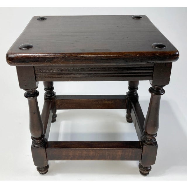 Antique English Oak Pegged Joint Stool For Sale - Image 4 of 12