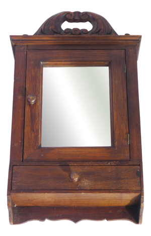 Small Antique Wooden Wall Cabinet, 1940s