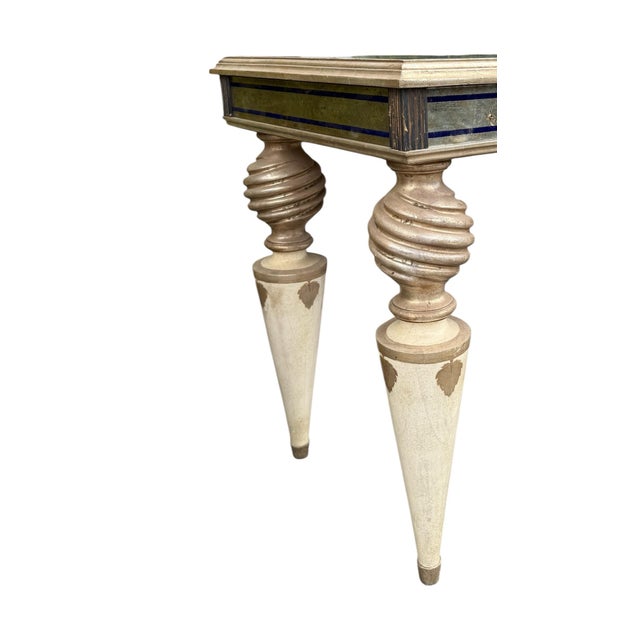 1990s Harlequin Eglomese Reverse Painted Mirror & Giltwood Console Table For Sale - Image 5 of 6