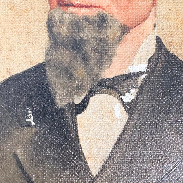 Portraiture Antique 1800's Oil Portrait Painting, 19th Century Male Portrait For Sale - Image 3 of 11