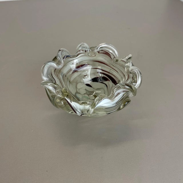 Large Italian Murano Glass Floral Bowl Ashtray, 1970s For Sale - Image 3 of 18