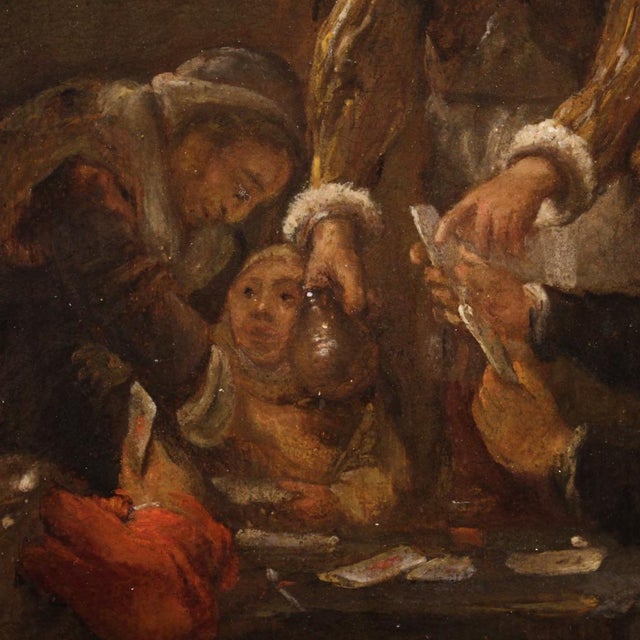 Mid 18th Century Flemish Artist, Card Players, 1750, Oil on Panel For Sale - Image 5 of 16