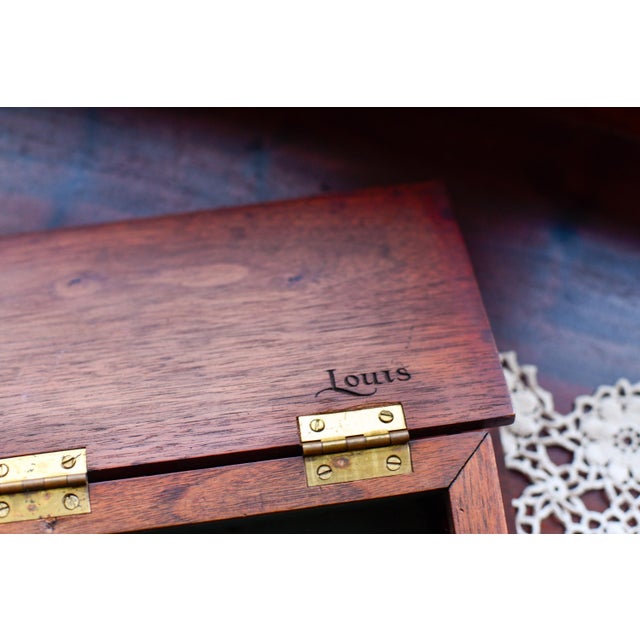 Antique Wooden Keepsake Trinket Box Engraved Zodiac Tarot Card Holder For Sale In Washington DC - Image 6 of 9