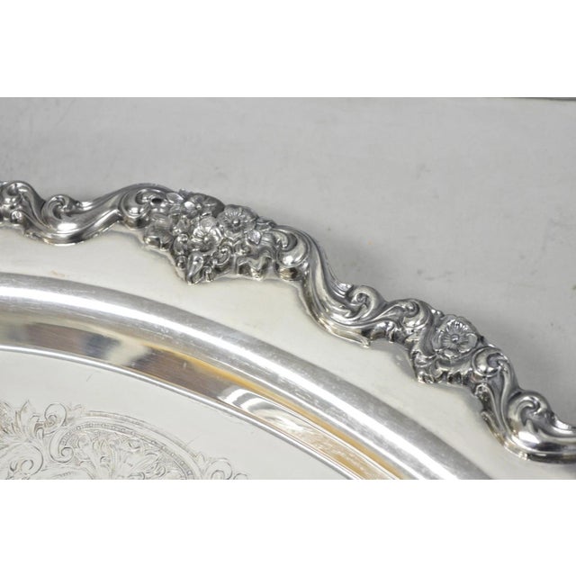 Vintage Poole 400 Lancaster Rose Silver Plated Bar Serving Platter Tray on Feet For Sale - Image 9 of 14