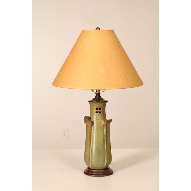 Ephraim Faience Pottery Arts And Crafts Green Lighthouse Table Lamp For Sale - Image 14 of 18