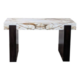 Cb2 Modern Spesso 2-Drawer Marble and Walnut Desk For Sale