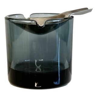 Tourmaline Tilting Ashtray in Glass and Stainless Steel by Wilhelm Wagenfeld for WMF, Germany, 1950s For Sale