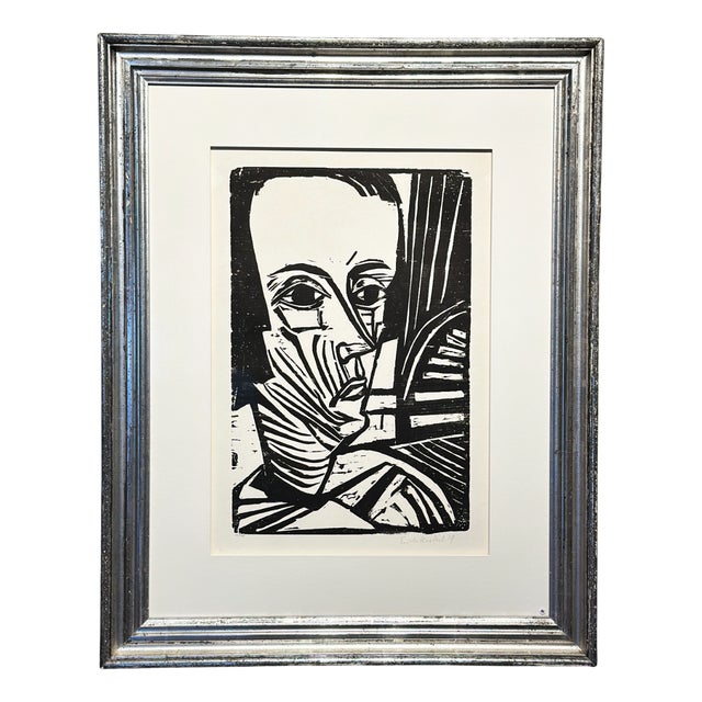 Erich Heckel, Portrait of Asta Nielsen, 1919, Woodcut, Framed For Sale