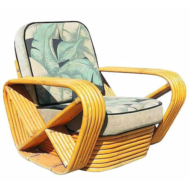1940s Restored Paul Frankl Style 6-Strand Square Pretzel Rattan Sofa, Lounge Chair Set, 3 Pieces For Sale In Los Angeles - Image 6 of 9