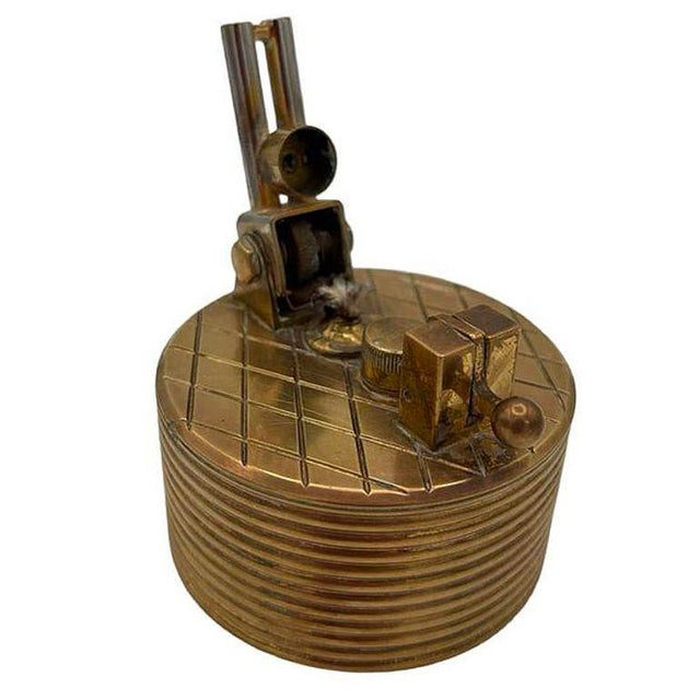 Brass Mid-Century "Brilux" for Dunhill Brass Lift-Arm Table Lighter, Switzerland For Sale - Image 8 of 11