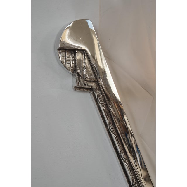 Silver French Art Deco Wall Sconces by Degue 1930 France - A Pair For Sale - Image 8 of 13