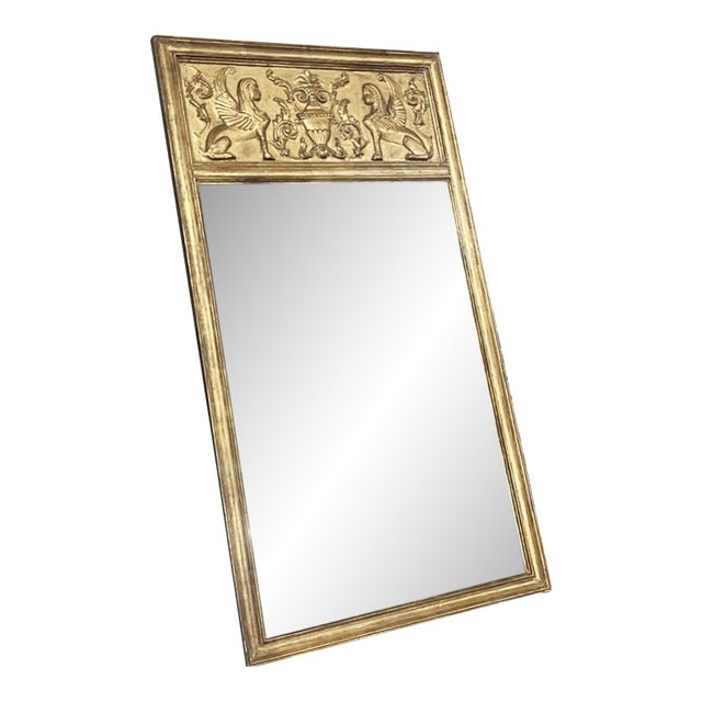 1920s Neoclassical Style Gilt Wall Trumeau Mirror For Sale