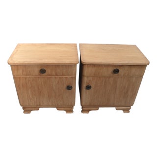 Art Deco Bedside Tables in Oak, Germany, 1940s, Set of 2 For Sale