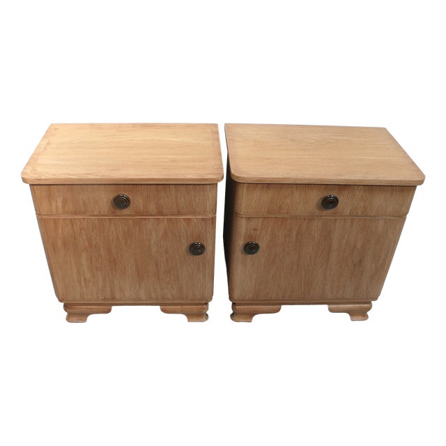 Art Deco Bedside Tables in Oak, Germany, 1940s, Set of 2 For Sale
