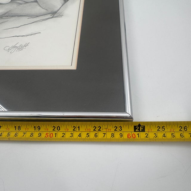 Vintage 1992 Original Female Nude Graphite Drawing Framed 19x24 For Sale - Image 10 of 11
