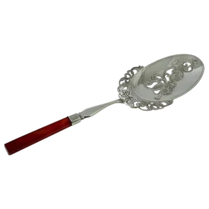 Dutch Silver with Agate Serving Spoon by Franciscus Jacobus De Leeuw, 1869