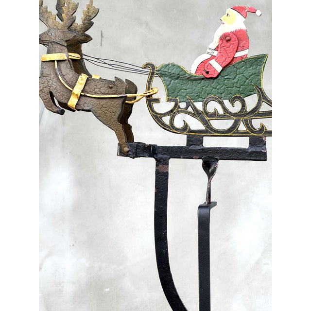 Mid-Century Modern Vintage Folk Art Santa Sleigh Balancing Toy, 1950s For Sale - Image 3 of 16