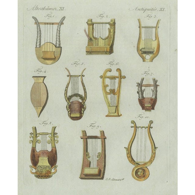 Bertuch, Ancient Greek and Roman Lyres, 1802, Engraving For Sale - Image 3 of 11