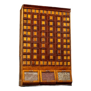 Massive Antique Maple Dry Goods Cabinet For Sale