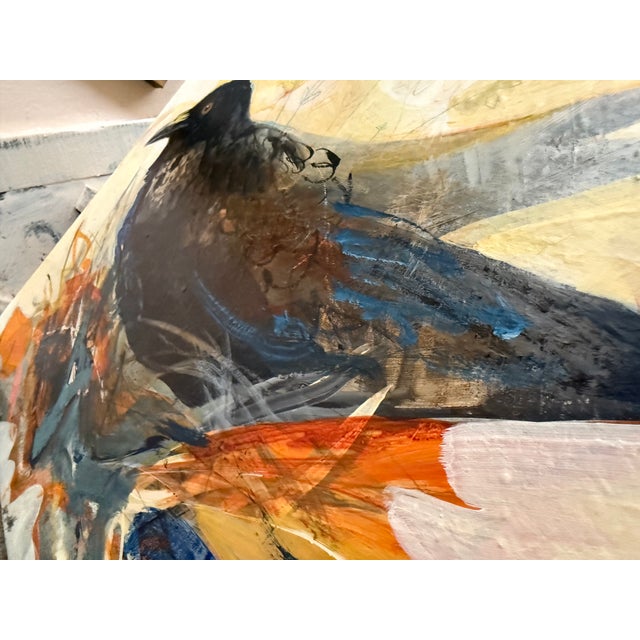 Yellow “Nesting” Ravens Painting by LWren Walraven For Sale - Image 8 of 13