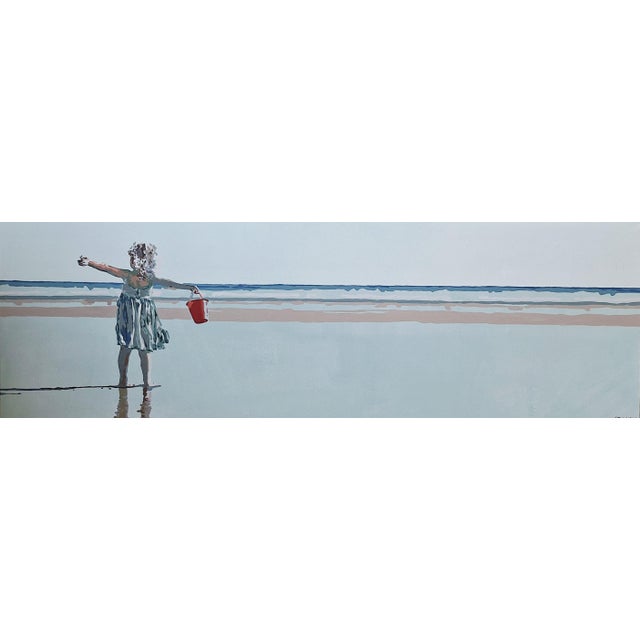 Joanna Woyda, The Beach: with a Red Bucket, 2026, Acrylic on Canvas For Sale - Image 3 of 3