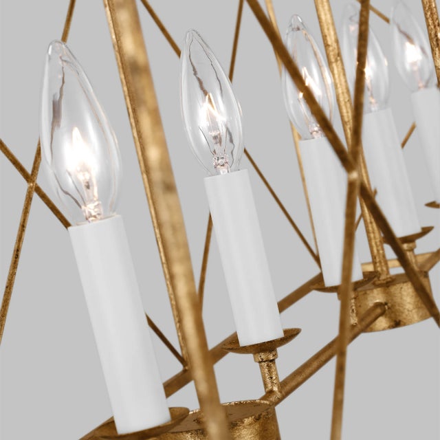 Transitional Chapman & Myers by Visual Comfort Studio Beatrix 6-Light Large Linear Lantern Pendant in Antique Gild Gold For Sale - Image 3 of 5