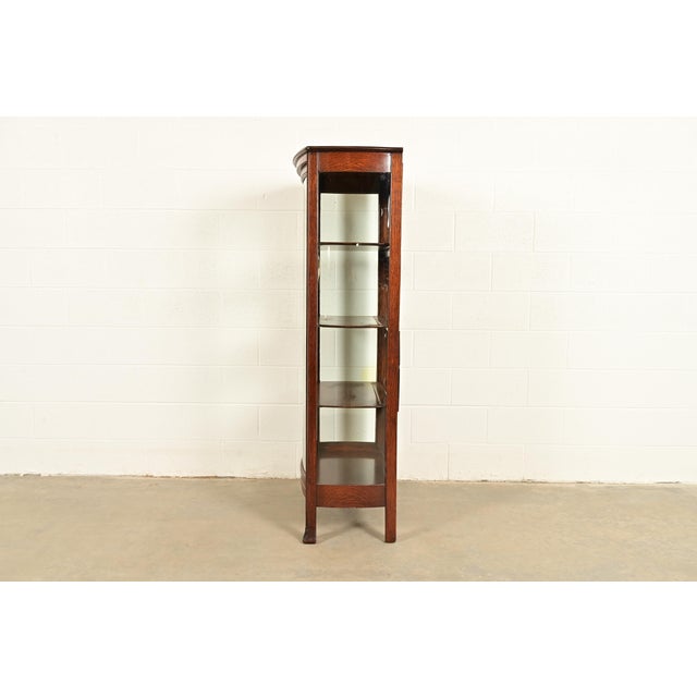 Berkey & Gay Antique Victorian Carved Oak Bookcase or Display Cabinet, Circa 1890s For Sale - Image 13 of 16