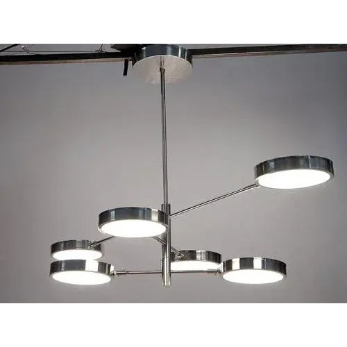Metal Sistema Chandelier in Brushed Nickel and Glass by Silvio Piattelli For Sale - Image 7 of 13