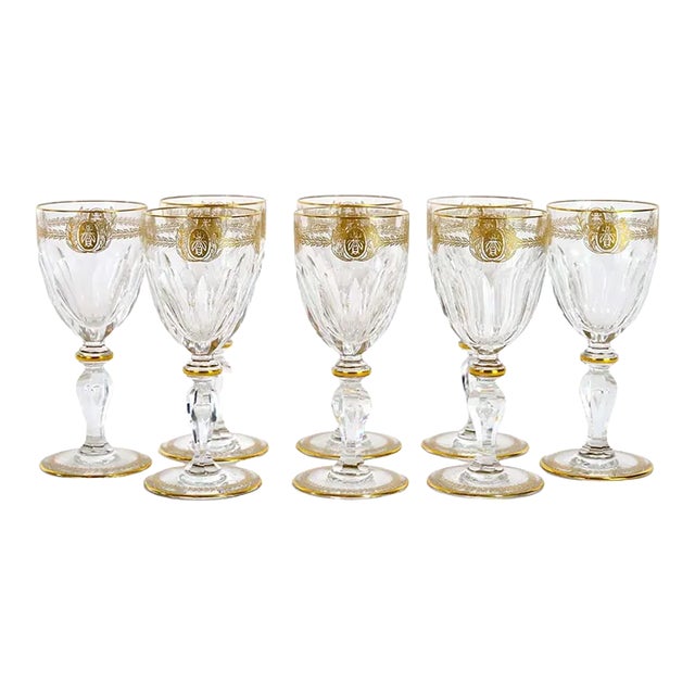 Tall Saint Louis Crystal Tableware Service / Eight People For Sale