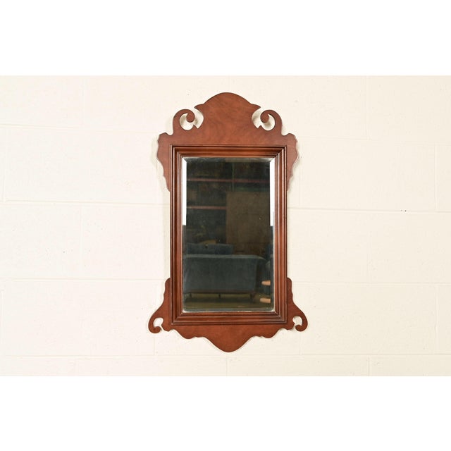 1980s Baker Furniture Style Chippendale Carved Mahogany Wall Mirror For Sale - Image 10 of 10