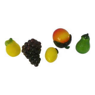 Vintage Art Glass Summer Fruit Pieces, 5 Pcs For Sale
