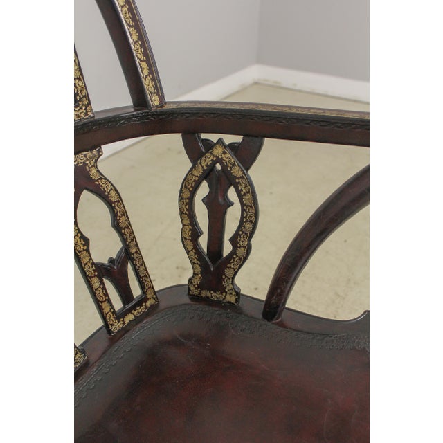 Maitland Smith English Gothic Leather Wrapped Armchair Chairish