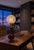 Metal Amber-Brown Glass and Brass Table Lamp with Etched Glass Globe, 1950s For Sale - Image 7 of 18