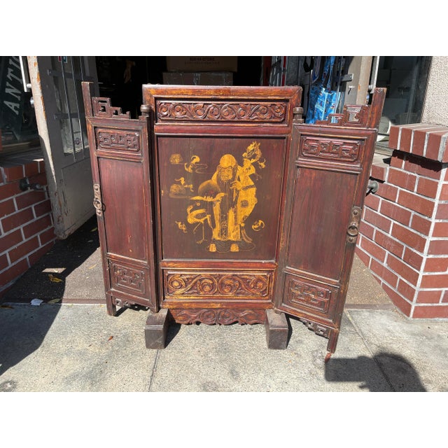Antique Asian Screen With Gilt Decoration For Sale - Image 4 of 8