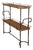 American Midcentury Metal and Wood Two-Tiered Shelving Unit with Twisted Motifs For Sale