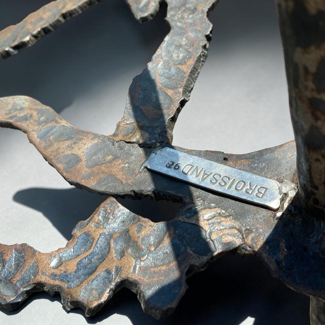 Sculptural Metal and Glass Coffee Table by René Broissand Welded, France, 1998 For Sale - Image 9 of 12