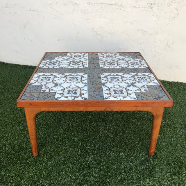 1950s Mid Century Modern Blue Tiled Top Teak Coffee Table Chairish
