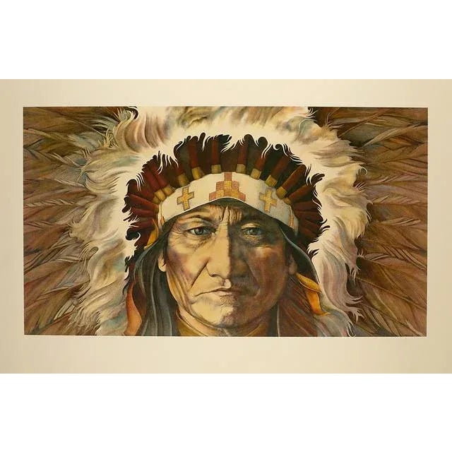 American Robert Alrich War Bonnet, American Indian, Cherokee, Navajo, Sioux, Apache, Blackfeet Limited Edition Print, 1986 For Sale - Image 3 of 3