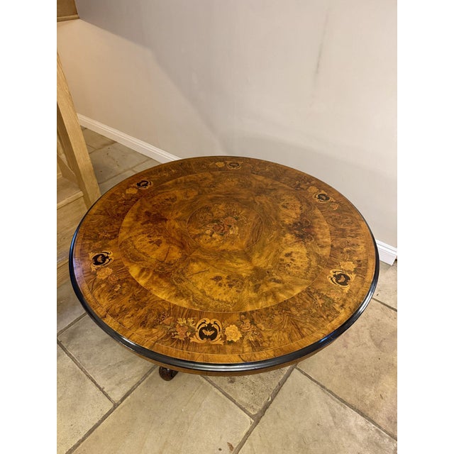 Antique Victorian Marquetry Inlaid Centre Table, 1860 For Sale - Image 4 of 11