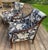 Custom Floral Chairs in Black and Tan, a Set For Sale - Image 9 of 12