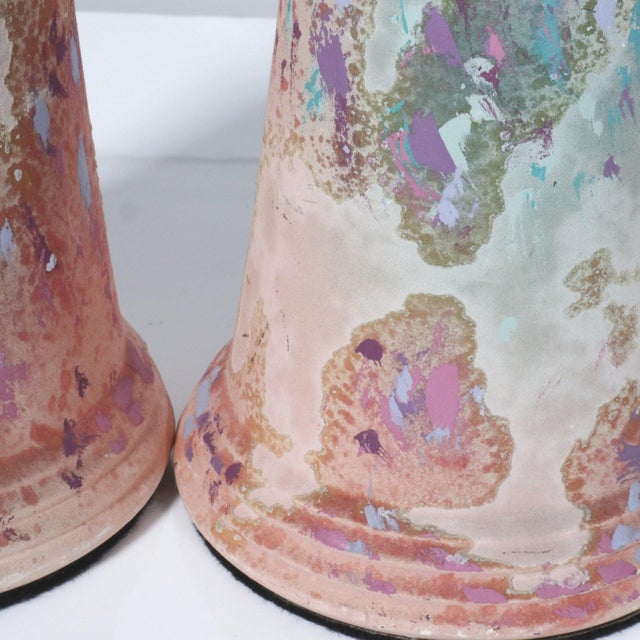 1980s Tony Evans Sculptural Raku Pottery Column Candlesticks - a Pair For Sale - Image 11 of 11