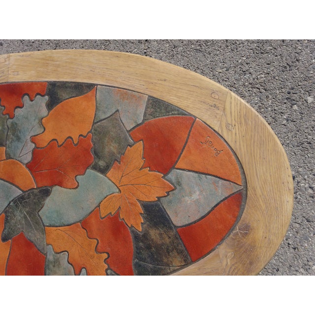 Vintage Coffee Table in Oak and Ceramic by Barrois for Vallauris, 1950s For Sale - Image 13 of 18