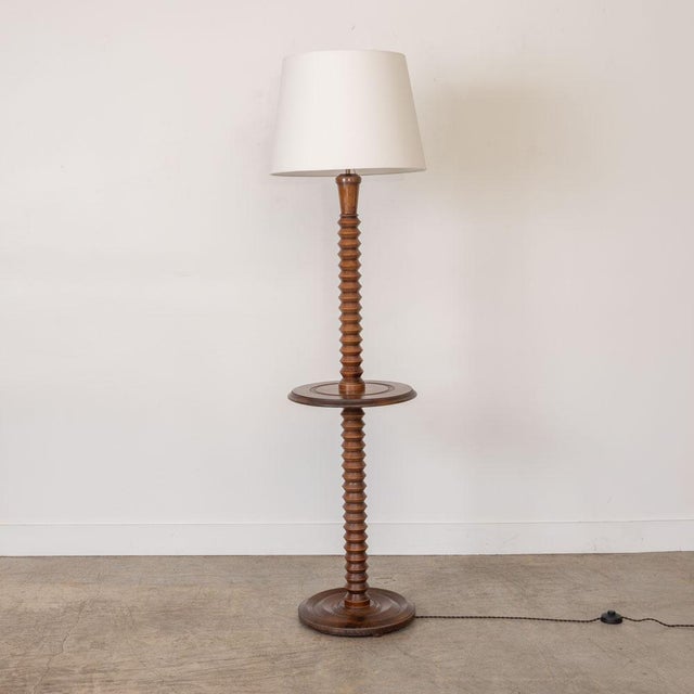 Charles Dudouyt 1940s French Carved Wood Floor Lamp and Table by Charles Dudouyt For Sale - Image 4 of 16