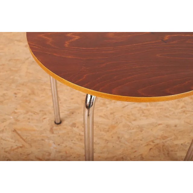 Brown Steel Tube Table in Steel Frame Tube Chrome-Plated, Plate Plywood Stained Dark & Beech Wood Edge For Sale - Image 8 of 11