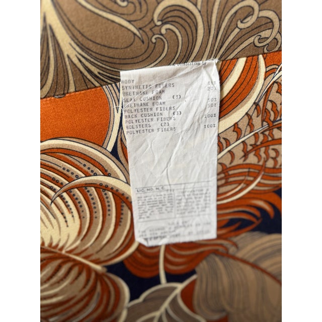 Late 20th Century Custom Three-Seat Sofa in Terracotta and Indigo Art Deco Revival Pattern For Sale - Image 11 of 12