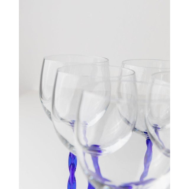 Blue Vintage Murano Glass Wine Glasses, Italy, 1970s, Set of 6 For Sale - Image 8 of 11