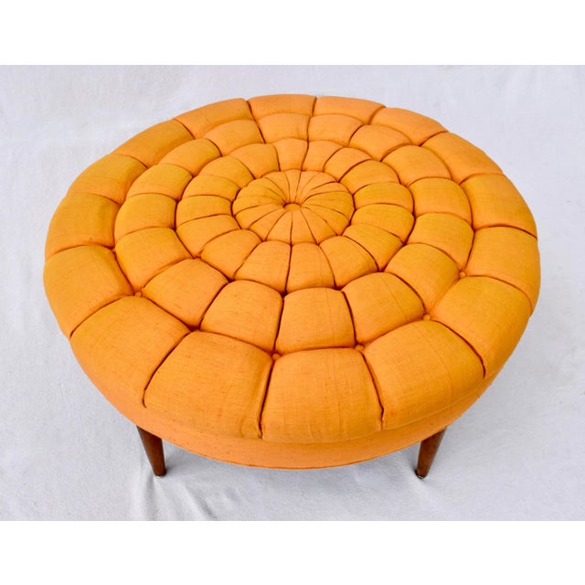 Tangerine 1970s Mid-Century Modern Custom Ottoman For Sale - Image 8 of 8
