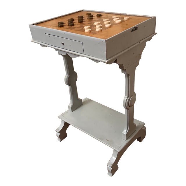 Mid 19th Century Gustavian Painted Pine Inlaid Checkerboard Game Table For Sale