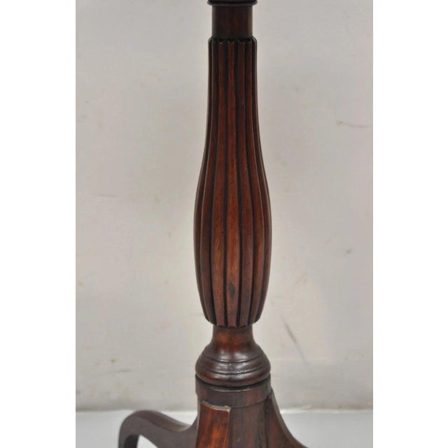 Antique American Sheraton Mahogany Tilt Top Side Tea Table Candle Stand For Sale - Image 4 of 12