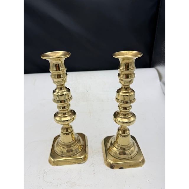 Pair of Vintage English Brass Candlesticks For Sale In Nashville - Image 6 of 6